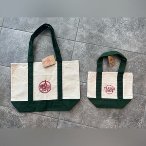Trader Joe's Canvas large toe and mini tote green NWT